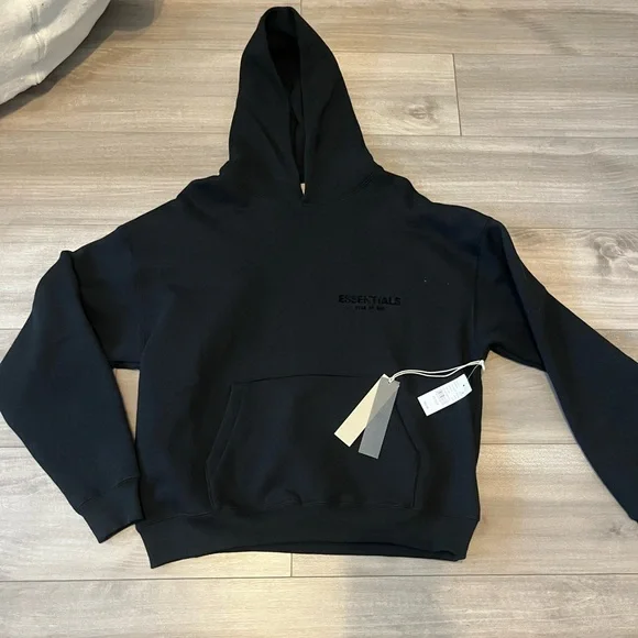 Essentials Black Men's Hoodie - Picture 1 of 2